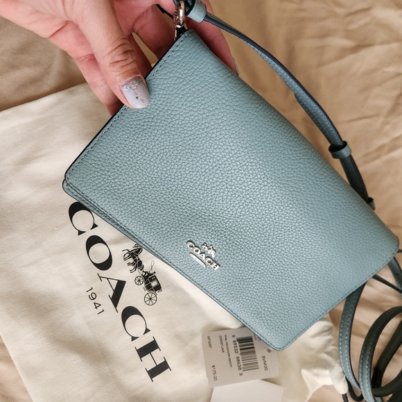 Coach Hayden Foldover Crossbody Clutch Bag in Blue Cloud - Picture 9 of 12